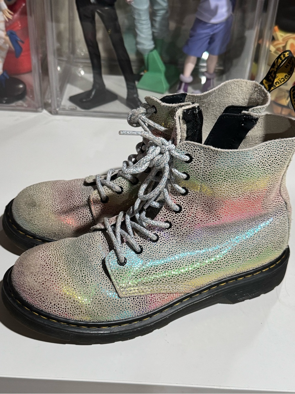 Dr. Martens Holographic Lace-Up Combat Boots - Iridescent ( US 6 M ; US 7 L )
